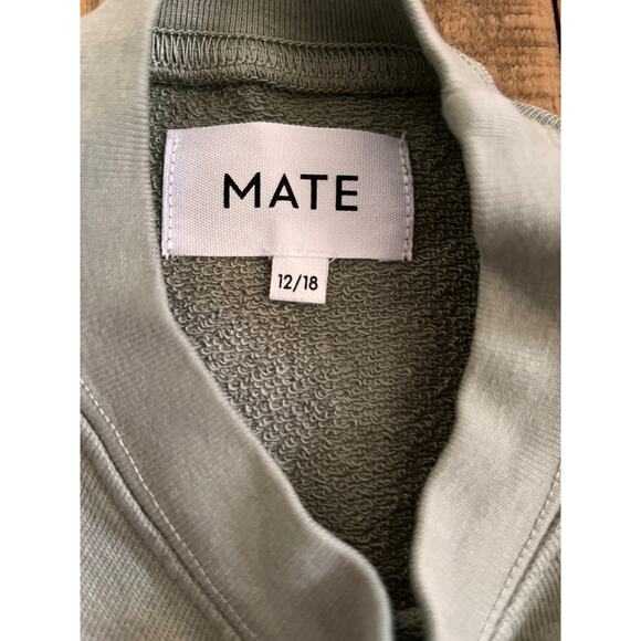 MATE THE LABEL Mini Organic Terry Raglan Sweatshirt Sz 12-18 month Sage - Picture 2 of 4